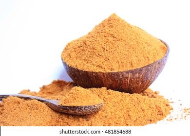 Sweet Coconut Sugar Organic  On Wooden Spoon
