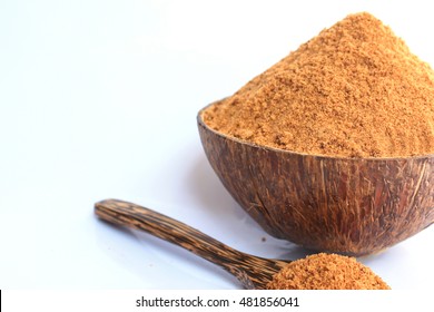 Sweet Coconut Sugar Organic  On Wooden Spoon
