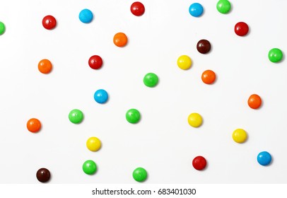 sweet color candy in white background  with space - Powered by Shutterstock