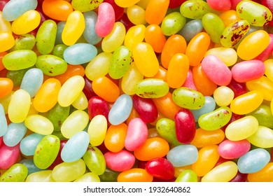 Sweet Colorful Jelly Beans. Top View.