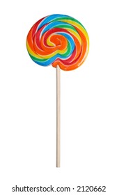 Sweet And Colorful Lollipop Isolated With Clipping Path