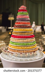 Sweet and colourful french macaroons in the wedding day