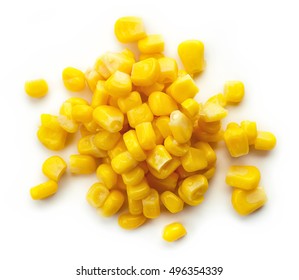 Sweet Corn Isolated On White Background, Top View