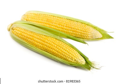 Sweet Corn Isolated On The White