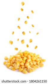 Sweet corn kernels falling on white background - Shutterstock ID 1804261150