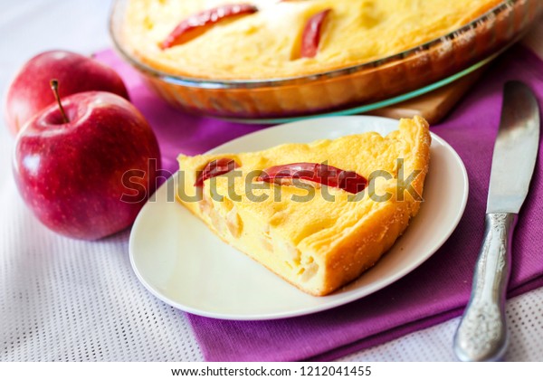 Sweet Cottage Cheese Casserole Apples Stock Photo Edit Now