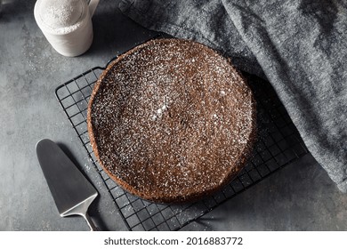 Sweet Dark Chocolate Olive Oil Cake With Powdered Sugar