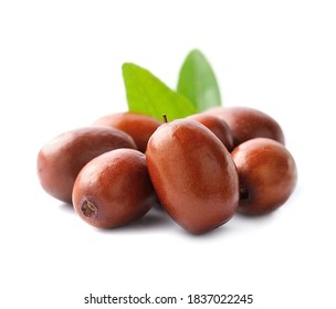 Sweet dates fruits isolated on white backgrounds.Jojoba