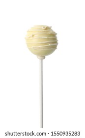 Sweet Decorated Cake Pop On White Background