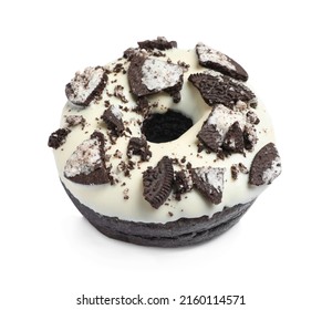 Sweet Delicious Oreo Donut On White Background