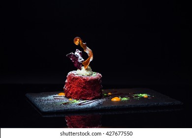 Sweet Dessert On A Black Background