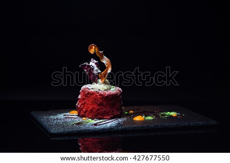 Sweet dessert on a black background