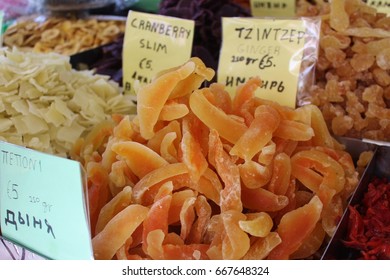 Sweet Dry Fruit In A Market In Omodos, Cyprus