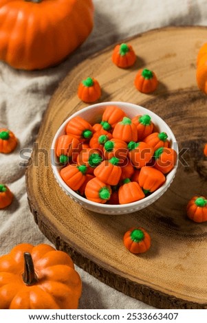 Sweet Fall Pumpkin Candy Corn in a Bowl for Halloween
