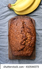 Sweet Fruit Banana Bread Loaf, Top View