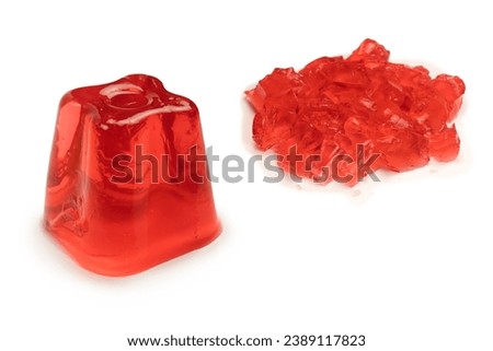 Sweet fruit jelly dessert isolated on a white background. 