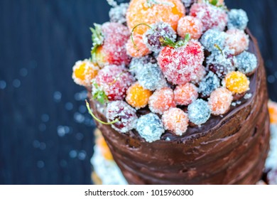 sweet fruit wedding cake - Shutterstock ID 1015960300