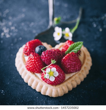 Strawberry tartlet in heart shape