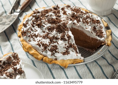 Sweet Homemade French Silk Pie with Chocolate Shavings - Powered by Shutterstock