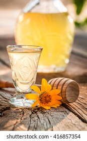 Sweet Homemade Liqueur Made Of Alcohol And Honey