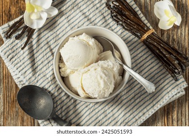 Sweet Homemade Vanilla Bean Ice Cream Gelato in a Bowl - Powered by Shutterstock