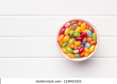 Sweet Jelly Beans In Bowl.