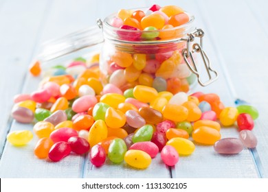 Sweet Jelly Beans In Jar.