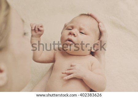 Similar – Image, Stock Photo Baby girl wrapped in a blanket