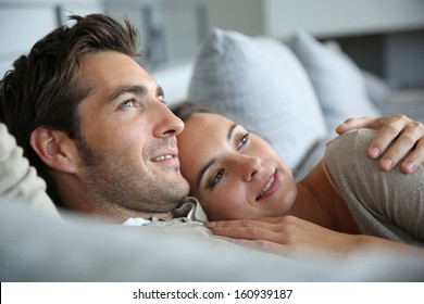 Sweet In Love Couple Dreaming Of Their Future