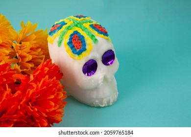 Sweet Mexican Sugar Skull Marigold Flowers Stock Photo 2059765184 ...