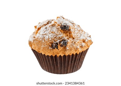 Sweet muffins. Cupcakes with raisins isolated on white background. Close up - Powered by Shutterstock