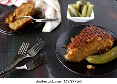 Sweet noodle pie - Jerusalem Kugel with pickle
