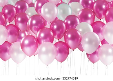 Sweet pastel tone balloons isolate on white background with clipping path
