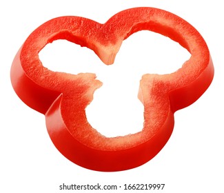 Sweet Pepper Slice, Paprika, Isolated On White Background, Clipping Path, Full Depth Of Field