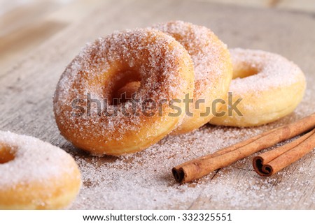 Sweet pieces of sugar doughnuts with cinnamon sugar
