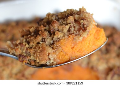 Sweet Potato Casserole, closeup