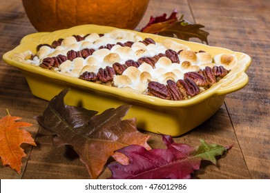 Sweet Potato Casserole With Pecans And Marshmallow Topping