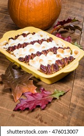 Sweet Potato Casserole With Pecans And Marshmallow Topping