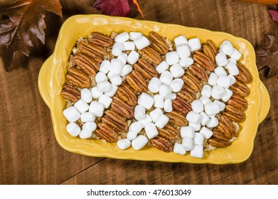 Sweet Potato Casserole With Pecans And Marshmallow Topping