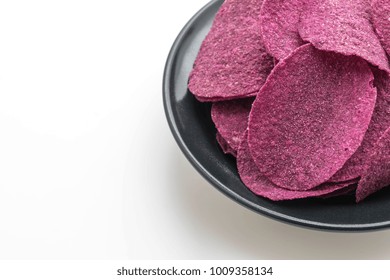 Sweet Potato Chips Isolated On White Background