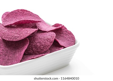 Sweet Potato Chips Isolated On White Background