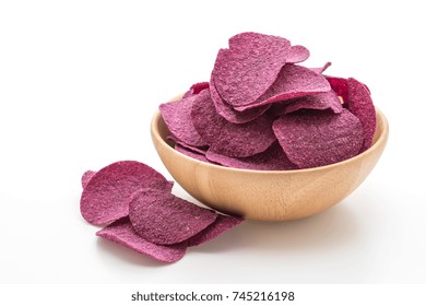 Sweet Potato Chips Isolated On White Background