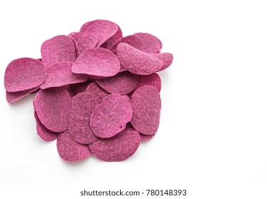 Sweet Potato Chips Isolated On White Background