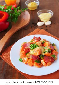 Sweet Potato Salad With Homemade Creamy Honey-mustard Mayo Dressing On Plate, Vertical