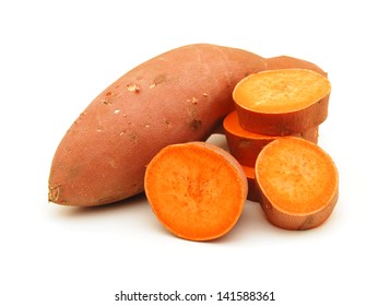 Sweet Potatoes On White