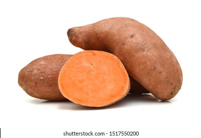 Sweet Potatoes On White Background