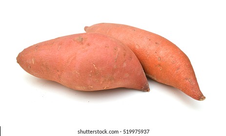 Sweet Potatoes On A White Background.