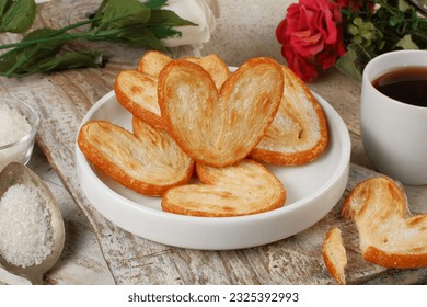 Sweet puff pastry,palmier cookies with cup of coffee - Powered by Shutterstock