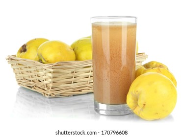 Sweet Quince With Juice Isolated On White