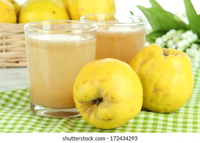 Sweet Quince With Juice On Table Close-up